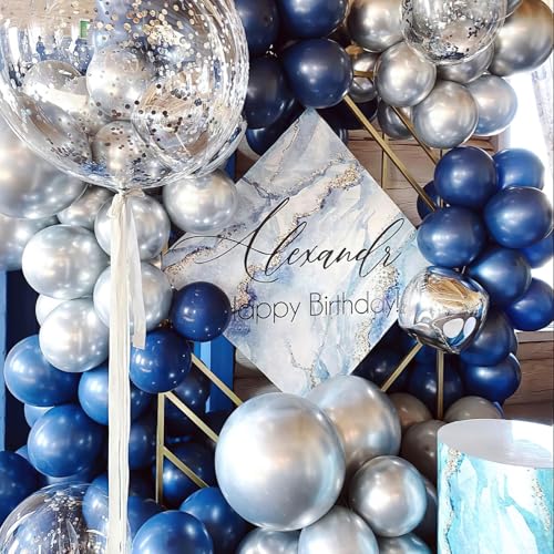 PartyWoo Navy Blue Balloons 92pcs Different Sizes of 18 12 10 5 Inch Dark Blue Balloon Arch Kit Garland for Graduation Wed...