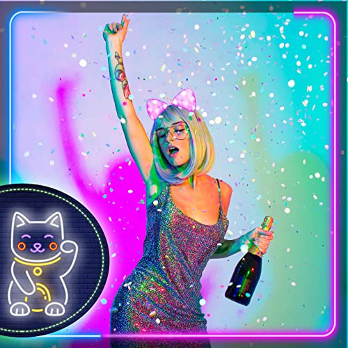 Juexica Light up Cat Ear Headband LED Kitty Ear Furry Cute Headbands Glow for Party Concert Night Clubs Birthday Cosplay