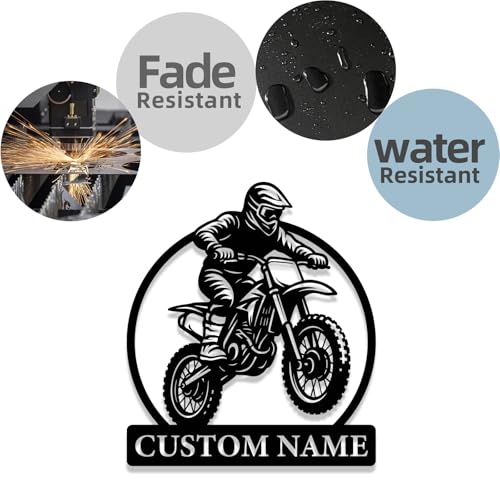 Personalized Dirt Bike Metal Sign – Custom Name Motocross Wall Art – Iron Decoration for Garage, Man Cave, or Outdoor Extr...