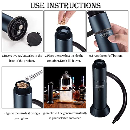 CREATIVECHEF Bartender Kit with Cocktail Smoker, 8 Pieces Whiskey Smoker Kit, Bar Set with Cocktail Shaker, Bartending Kit...