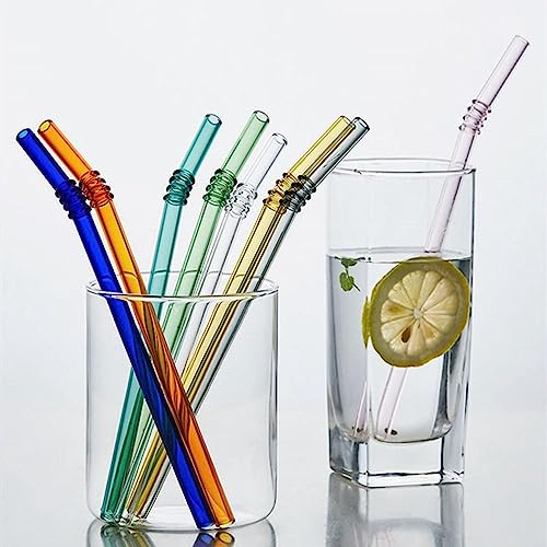 Drinking Straw 1PC Reusable Glass Straws Colorful Drinking Straw Heat Resistant Glass Straw Glass Tube Bar Drinkware Home ...