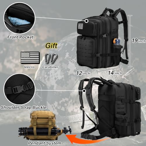 COSCOOA 50L Military Tactical Backpack for Men,Water Resistant Day Backpack Molle Army 3 Days Assault Pack Bug Out Bag,Hea...
