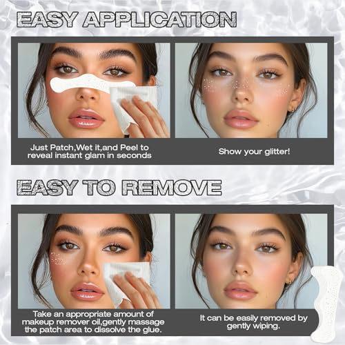 Leterly 24 Pcs Glitter Freckles Face Tattoo,Silver Face Glitter Makeup Patches Cute Sparkle Freckles Patches Waterproof Ma...