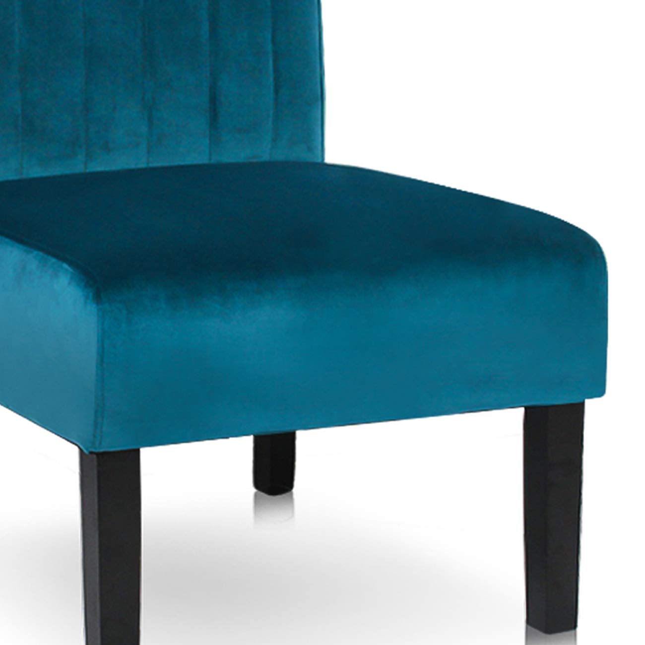 STHOUYN Mordern Velvet Armless Accent Chair Sofa Decorative Slipper Chair Vanity Chair for Bedroom Desk, Corner Side Chair Living Room Furniture Blue