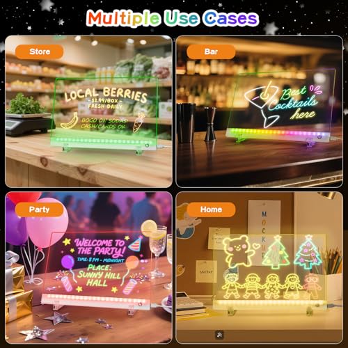 Led Drawing Board with Colors, Acrylic Dry Erase Board with Stand, 4 Modes & 6 Colors, Include 7 Dry Erase Markers, Clean ...