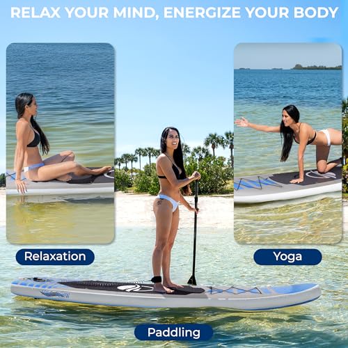 SereneLife Inflatable Stand Up Paddle Board with Premium SUP Accessories – Wide Stable Design with Non-Slip EVA Deck Pad f...