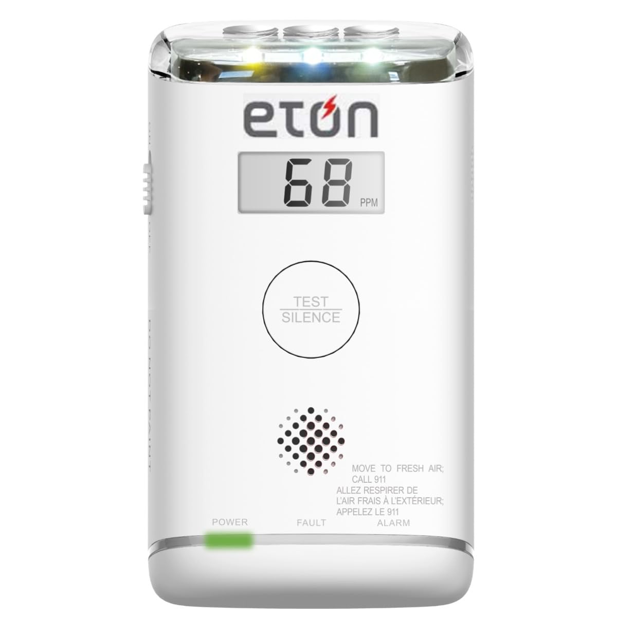 Eton 10-Year Carbon Monoxide Detector, Digital Display, LED Status Indicator, Emergency LED Flashlight, Plug-in with Battery Backup, Energizer Batteries