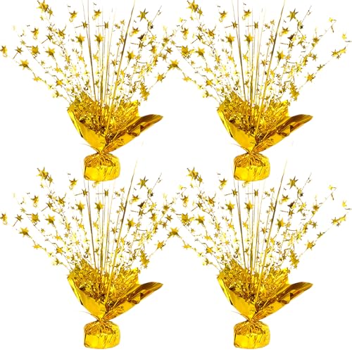 ALISSAR Glitter Gold Star Centerpieces-Table Decorations for Home Decor Birthday Wedding Anniversary Decor (4, Gold)