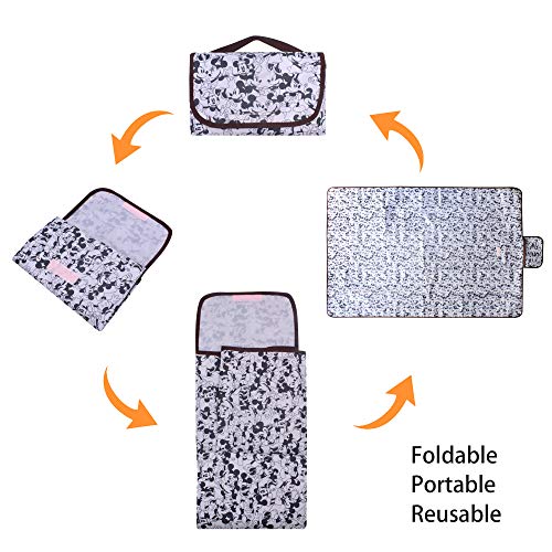 Finex Mickey Minnie Picnic Blanket Mat for Camping Hiking Outdoor Concert Travel Large Foldable Portable Reusable Black & ...