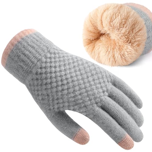 Clothirily Winter Gloves for Women, Touch Screen Gloves with Thermal Soft Lining, Elastic Cuff Winter Gloves for Cold Weather