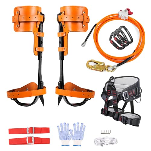 Rohseson Tree Climbing Spikes, Tree Climbing Gear with Non-Slip Pedal, Adjustable Tree Climbing Tool Set