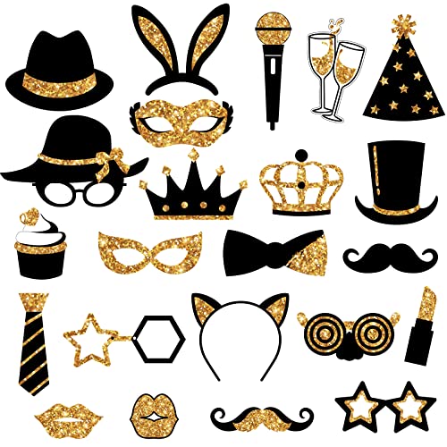 Zonon 24 Pcs Funny Photo Booth Props:Valentine's Day, Mardi Gras, Easter, Family Reunion, Class Reunion, Birthday, Wedding...