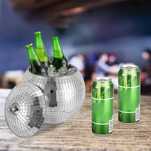 JAYGOVAN 8" Disco Ball Ice Bucket for Party Beer Buckets Beverage Tub Wine Champagne Bucket Trendy Disco Ball Decorations ...