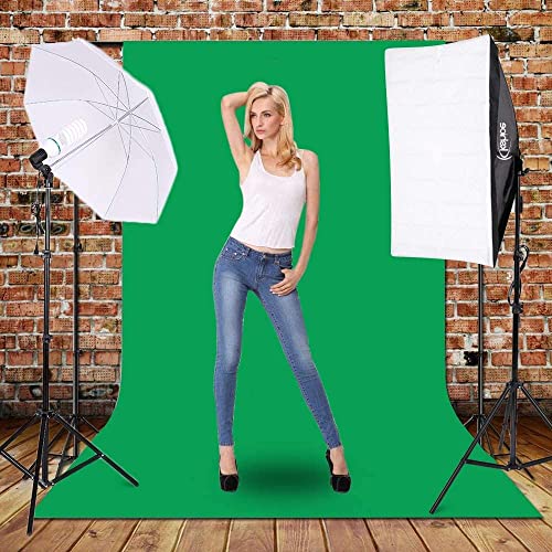 Kshioe Photo Lighting Kit, 2M x 3M/6.6ft x 9.8ft Background Support System and 900W 6400K Umbrellas Softbox Continuous Lig...