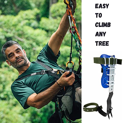 RANLOVE Tree Climbing Spikes Set, 304 Stainless Steel Adjustable Tree Climbing Spike 2 Gears and Non-Slip Pedal Trees, Pic...