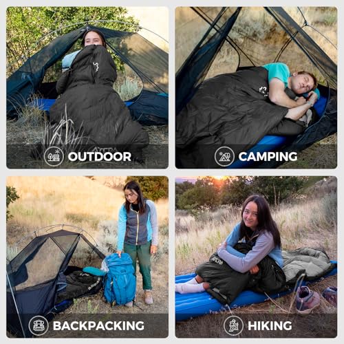ATEPA Down Sleeping Bag for Adults, 650FP Recycled 30°F 35°F 40°F 45°F 3 Season Wearable Ultralight Packable Compact Sleep...