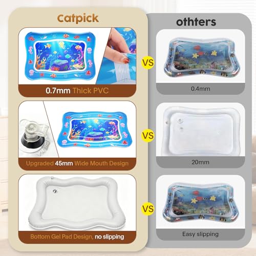 Cat Water Mat - Interactive Cat Toys Upgraded Thickened 0.7mm PVC Cooling & Heating Water Bed with Floating Fish, Anti-Scr...