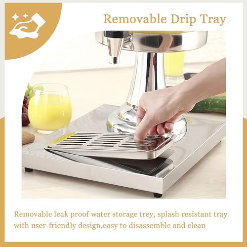 OIHYA 2 Gal Single Beverage Dispenser, Hot Cold Drink Dispenser with Ice Container and Stainless Steel Drip Trays for Part...