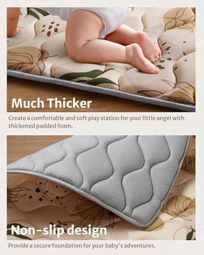 Blissful Diary Portable Baby Play Mats for Floor, Thick Cushioned Foldable Baby Crawling Mat for Indoor Outdoor, Non-Slip...