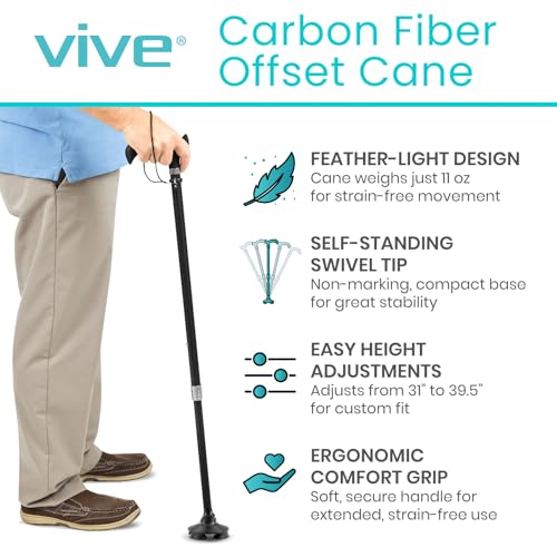 Vive Adjustable Carbon Fiber Walking Cane for Elderly Men & Women - Lightweight Grip Handle for Balance & Comfort - Fancy ...