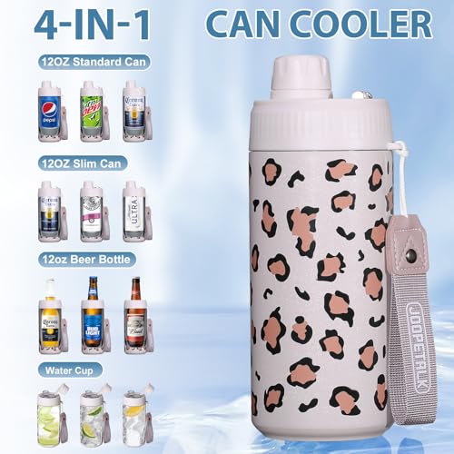JOOPETALK Universal Can Cooler with Lid Fits All 12oz Cans& Bottles, 100% Leak-Proof Water Bottle, 4-in-1 Insulated Can Co...