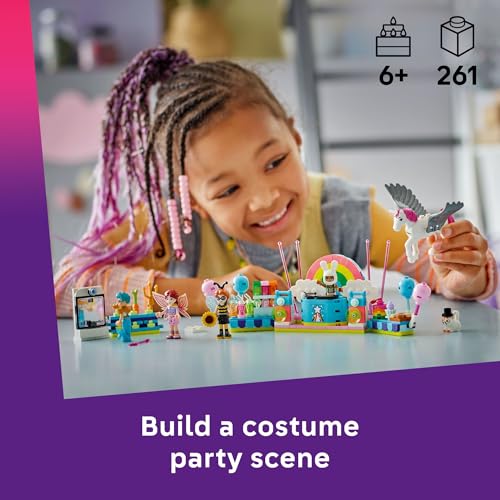 LEGO Friends Costume Party with Unicorn & Fairy Pretend Play Building Toy - Interactive Storytelling Playset with Cat and ...