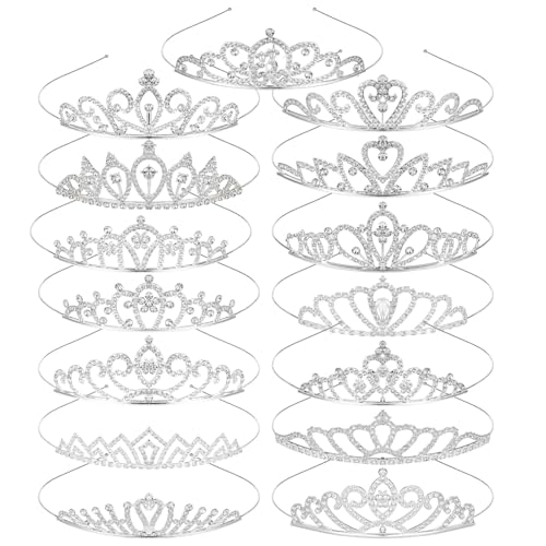 DSLSQD 15 PCS Princess Crown for Women,Silver Crystal Tiara Crown,Rhinestone Princess Crowns Headband,Crystal Queen Tiara...