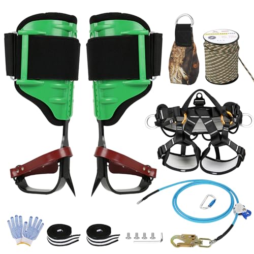 WHXGG Tree Climbing Spikes Set Tree Climbing Gear Kit Adjustable Climbing Spurs Tool Leather Arborist Tree Climbing Kit wi...