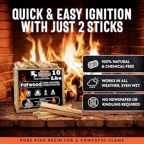 10lb Fatwood Fire Starter Sticks | 100% Natural Fire Starters for Campfires, Firepit, Fireplaces, BBQ, Wood Stoves | Easy ...