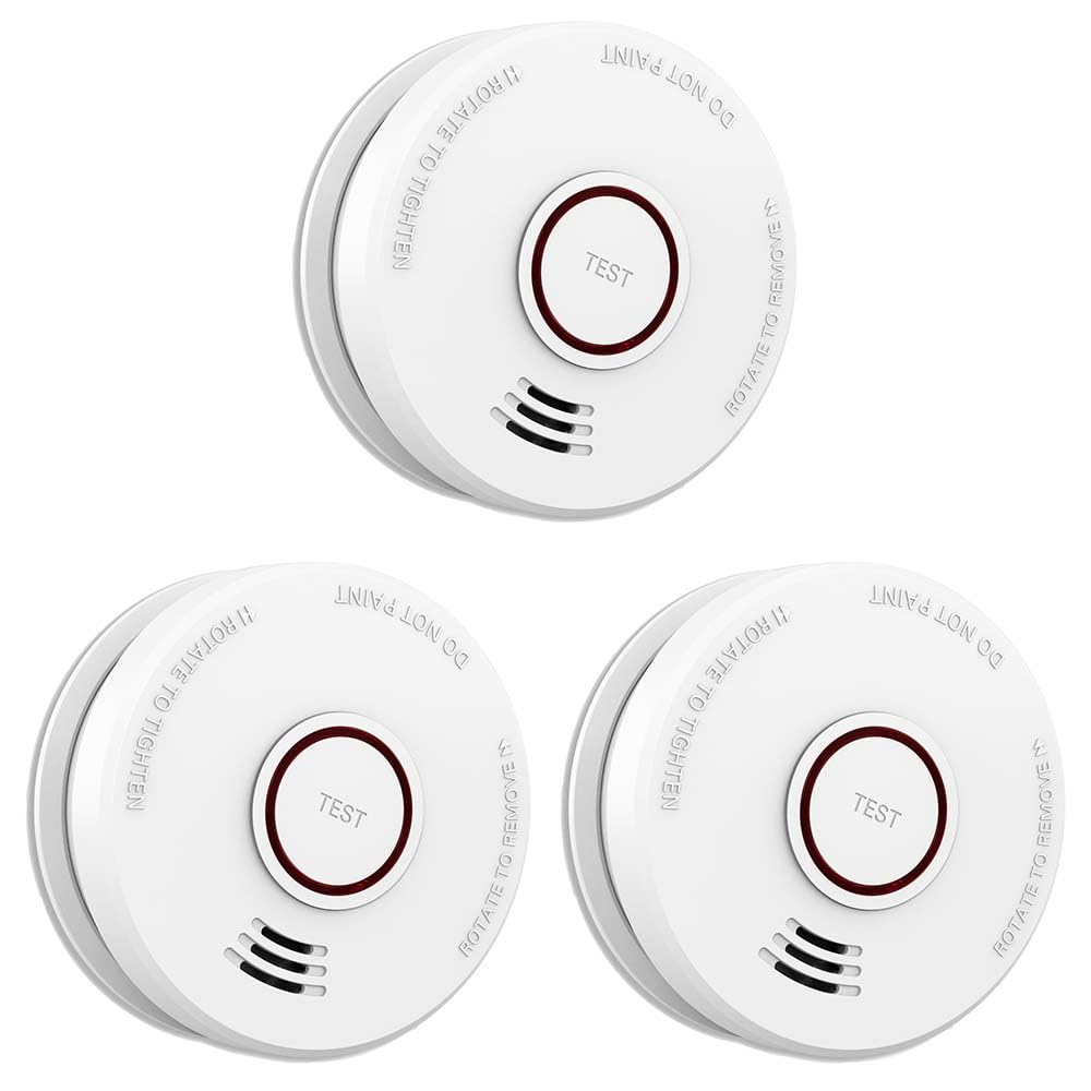 LSHOME Smoke Detector Fire Alarms 9V Battery Operated Photoelectric Sensor Smoke Alarms Easy to Install with Light Sound Warning, Test Button,9V Battery Included Fire Safety for Home (3)
