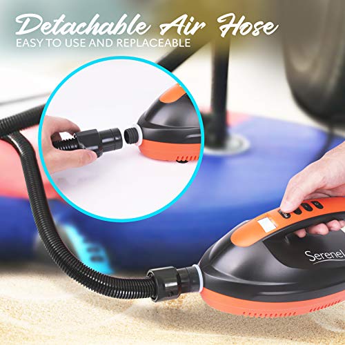 SereneLife Digital Electric Air Pump Compressor - 110W Rechargeable Quick Air Inflator w/ LCD, 0-16 Adjustable PSI, For In...