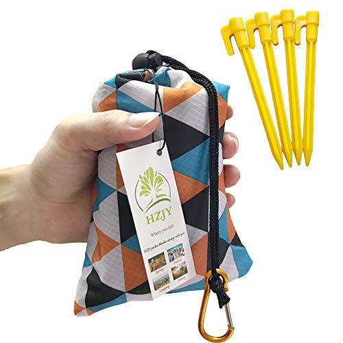 HZJOYUE Outdoor Blanket (71" x 55") -Compact, Lightweight, Sand Proof Pocket Blanket Best Mat for The Beach, Hiking, Trave...