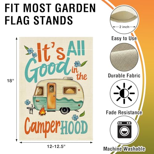 Artofy It's All Good in The Camper Hood Small Decorative Garden Flag, Camping RV Campfire Floral Yard Lawn Outside Decor, ...