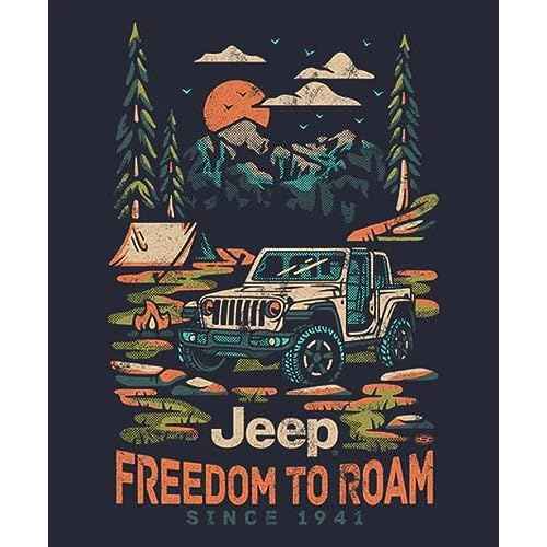 Jeep Freedom To Roam Full-Zip Hoodie Hooded Midweight Sweatshirt - Heather Navy Blue