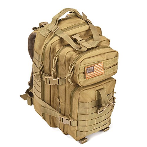 REEBOW GEAR Tactical Backpack for Men Army Molle Military Style Assault Pack Bug Bag Backpacks Daypack (34L Tan)