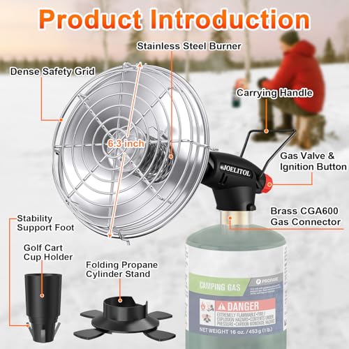 Golf Cart Heater 2 in 1 Portable Propane Heater with Self Ignition Golf Cart Cup Holder&Cylinder Base for EZGO Yamaha Club...