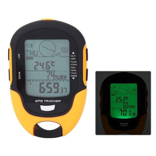 Ayayu Multifunction Digital Altimeter, Waterproof Handheld GPS Navigator Tracker with Mini Torch, Electronic Barometer Thermometer Compass for Camp Climb Hike