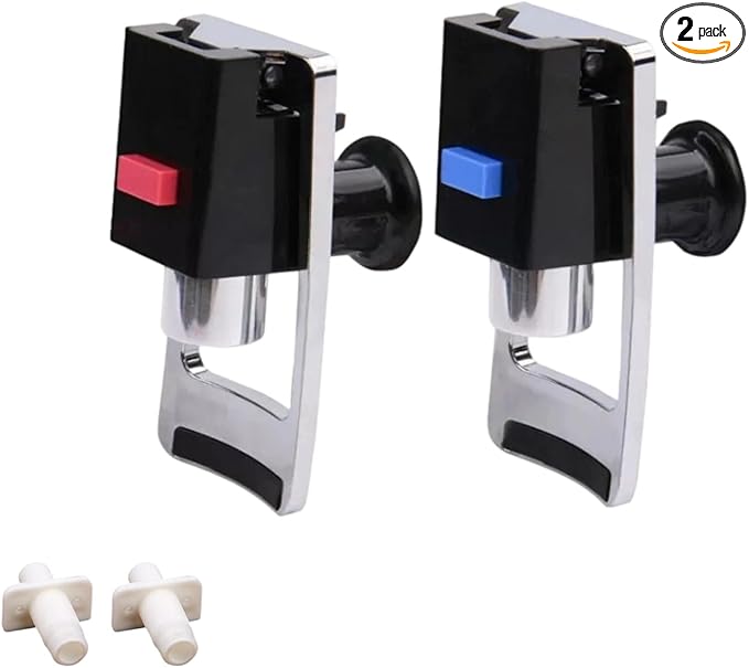 2Pcs Push Button Water Dispenser Easy Install Dual Valve Replacement Spigots for Standard Size Hot Cold Water Coolers