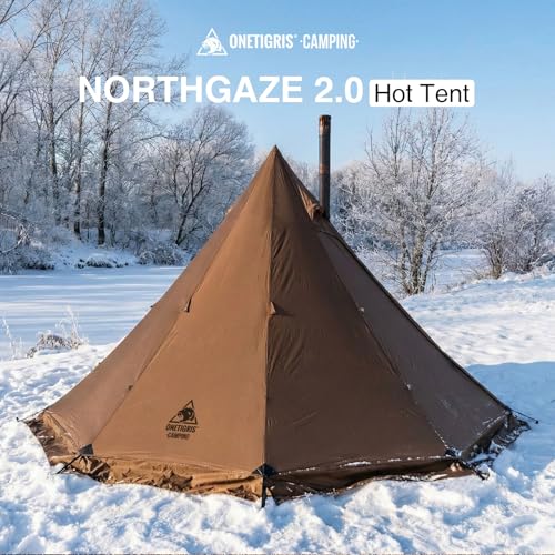 OneTigris Northgaze 2.0 Hot Tent with Stove Jack - 2-Person Ultralight Tent, 4.8lbs with 2 Doors, Waterproof & Wind-Resist...
