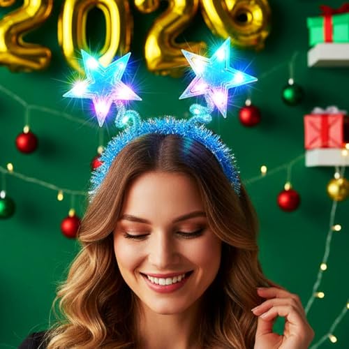 Catery Light Up Star Headband Star Headpiece Rave Costume Accessories for Girls and Women
