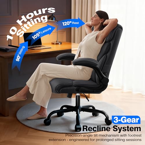 AreShark Office Chair - Executive High Back Breathable Comfy Desk Chair with Lumbar Support - Ergonomic Leather Rolling Sw...