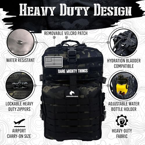 AMERICANPHOENIX 45L Elite Tactical Backpack | 3X Stronger Work & Military Backpack | Water Resistant and Heavy Duty | 3 Da...