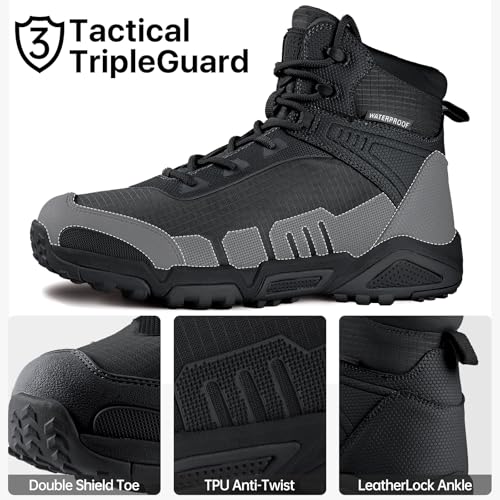 FREE SOLDIER Men's Waterproof Tactical Work Boots Lightweight Comfortable Combat Hiking Boots