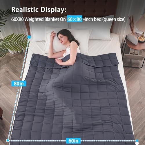 yescool Weighted Blanket for Adults (20 lbs, 60” x 80”, Grey) Cooling Heavy Blanket for Sleeping Perfect for 190-210 lbs, ...