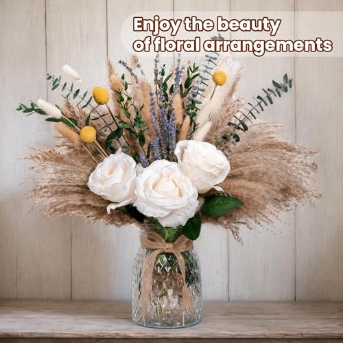 Faux Flower Arrangement with Vase, Center Pieces Decoration for Table, Pampas Grass Floral Décor, Thanksgiving & Christmas...