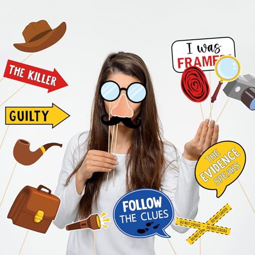 FOZEE Detective Photo Booth Props - Detective Party Decorations - True Crime Party Props - 20Pcs