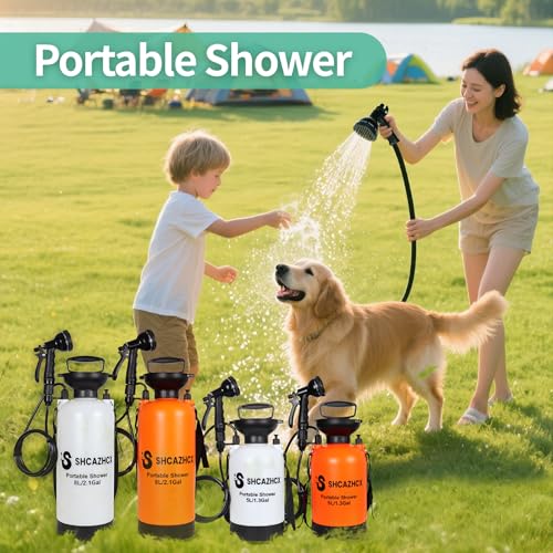 Shcazhcx 1.3 Gallon/5L Portable Outdoor Shower, 10 Spray Modes, No Power Needed, Insulated Sleeve Keeps Water Warm, Multi-...