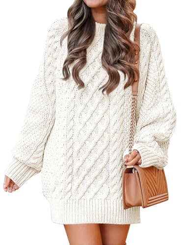 ANRABESS Womens Sweater Dress Oversized Cable Knit Chunky Long Sleeve Short Dresses 2025 Fall Outfits Vacation Winter Clothes