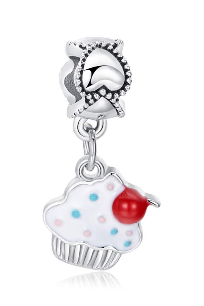 LaBenie Dangle Cupcake with White Frosting Charm Bead