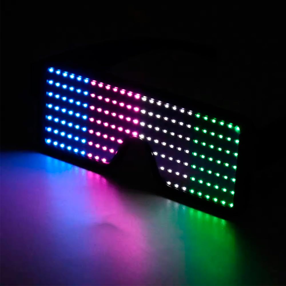 LED Glasses – Light Up Sunglasses for Raves & Parties, USB Rechargeable Neon Glow with 11 Flashing Modes (Multicolor)